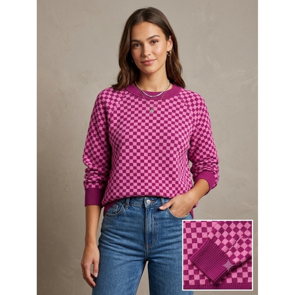 Future Collective Gabriella Karefa-Johnson Pink Purple Checkered Gingham Sweater
